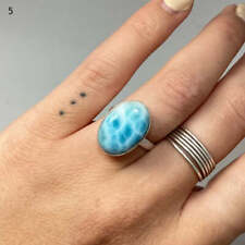 Hermoso anillo de banda hecho a mano de piedra preciosa larimar natural plata esterlina 925 SR1350 segunda mano  Embacar hacia Argentina