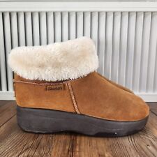 Skechers Tone-Ups Chestnut Ankle Boots Womens Sz 9 Brown Suede Shearling Booties for sale  Shipping to South Africa