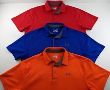 Lot Of 3 Under Armour Men L Red Blue Orange Striped Polo Shirt Loose Heatgear K3, usado comprar usado  Enviando para Brazil