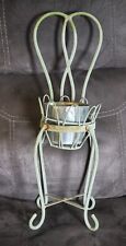 Vintage Small Metal High Back Parlor Chair Plant Stand With Galvanized Pot for sale  Shipping to South Africa