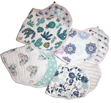 Aden and + Anais Baby Girl Burpy Bibs Lot Of 4 Floral Cactus Triangle Medallion, used for sale  Shipping to South Africa