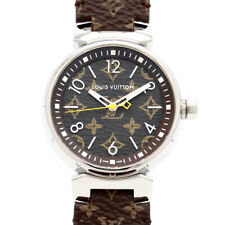 Quartzo feminino Louis Vuitton Tambour MM QA071Z monograma marrom aço inoxidável comprar usado  Enviando para Brazil