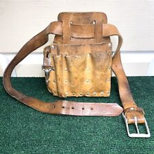 Vintage Bell System D Leather Lineman 5-Pocket Tool Pouch with Belt, used for sale  Shipping to South Africa