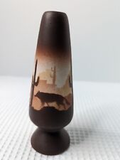 Southwest Motif Pottery Bud Vase Desert Wolf Artisan Signed  Art Home Decor, used for sale  Shipping to South Africa