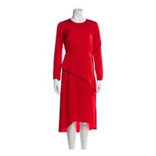 Vestido vermelho MAJE Remania cetim em camadas linha A manga longa gola redonda comprar usado  Enviando para Brazil