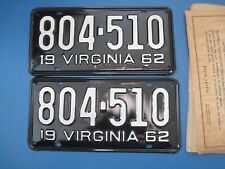 1962 virginia license for sale  Montpelier