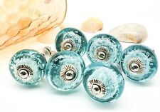 SEA BLUE GLASS KNOBS Vintage Knobs Wardrobe Drawers Handle Dresser knob B50 for sale  Shipping to South Africa