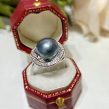 Impresionante anillo redondo perla negro tahitiano de 10-11 mm años 925 (a zhuji) segunda mano  Embacar hacia Argentina