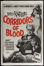 Póster de terror Corridors of Blood 27x41 Boris Karloff Christopher Lee 1 segunda mano  Embacar hacia Argentina