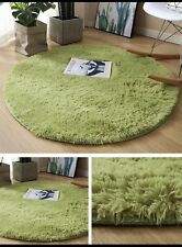 Used, Round Plush Shaggy Olive/Lime Green Rug Carpet In Great Condition for sale  Shipping to South Africa