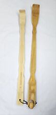 2 Bamboo Wooden Back Scratcher/Massagers with Roller 19" His & Hers for sale  Shipping to South Africa