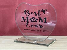 Used, Glass Heart Shaped Best Mom Ever Sign Plaque Decor Gift Mother’s Day for sale  Shipping to South Africa