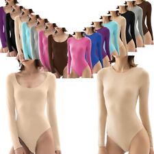 Womens Solid Color Long Sleeve Bodysuit Leotard for Dance Gymnastics Workout for sale  Shipping to South Africa