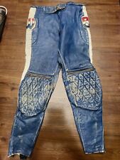 Pantalones de motocicleta Bill Waters de cuero azul vintage raros talla 30-32 medianos/36L 27I segunda mano  Embacar hacia Argentina