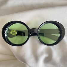 Gafas de sol vintage años 60 grandes mod redondas negras - lentes verdes marco grueso sin usar segunda mano  Embacar hacia Argentina