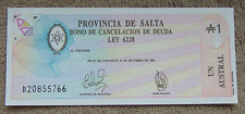 Billetes, 1 billete sobre 1 AUSTRAL, PROVINCIA DE SALTA! Argentina!, usado segunda mano  Embacar hacia Argentina