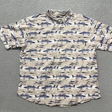 Camisa Woolrich Masculina L Bege Estampa de Peixe Botão para Baixo Clássica Praia Costeira Havaí comprar usado  Enviando para Brazil