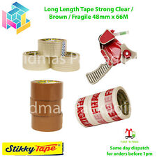 PARCEL PACKING TAPE BROWN/CLEAR & LOW NOISE FRAGILE 48MMx66M 2 INCH + GUN Option, used for sale  Shipping to South Africa