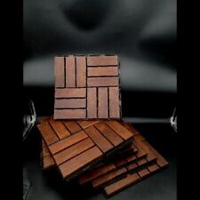 9 Deck Teak Tiles Set Interlocking Wooden Snap Together Real Wood Flooring 12" for sale  Shipping to South Africa