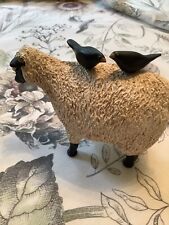 Primitive Resin Sheep 2 Crows Figurine Vintage for sale  Shipping to South Africa