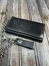 Harley Davidson Black Leather BiFold Biker Chain Wallet for sale  Shipping to South Africa