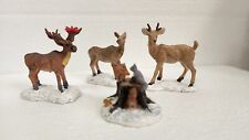Lemax Christmas Village People ~ Woodland Moose ~ Deer ~ Chipmunks on Tree Stump for sale  Shipping to South Africa