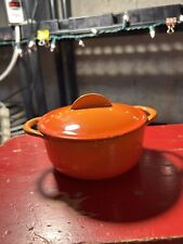 Vintage Le Creuset Flame Orange Cast Iron Enamel Mini Cocotte Dutch+Lid Oven for sale  Shipping to South Africa