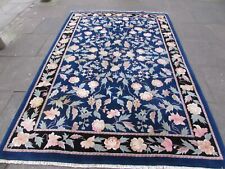 Vintage Hand Made Art Deco Chinese Oriental Blue Wool Carpet 280x185cm for sale  Shipping to South Africa