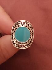 Turquoise Circle Of Enamel Set Into Mandela Style Pierced Ring Unknown Metal... for sale  Shipping to South Africa