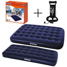Double Single Airbed Flocked Camping Inflatable Mattress Blow Up Air Bed Pump, used for sale  MANCHESTER