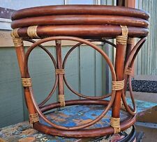Taburete/mesa otomana redonda de ratán de madera curvada de bambú retro vintage segunda mano  Embacar hacia Argentina
