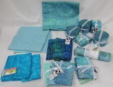 Fabric Lot Jelly Rolls + Remnants + Fabric Bundles - Blues Greens Teak Batik for sale  Shipping to South Africa