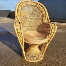 Usado, Cadeira pavão de vime natural, vintage retrô boho com almofada de vime comprar usado  Enviando para Brazil