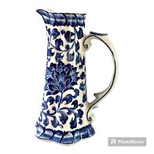 Used, Vintage Andrea by Sadek Slender Blue & White Floral Porcelain Water Pitcher for sale  Shipping to South Africa