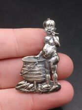 South African Sterling Silver Brooch - CANDIDA - Zulu Boy & Cooking Pot, used for sale  Shipping to South Africa
