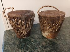 Pair of african djembe bongo tribal hand drums - B7, used for sale  Shipping to South Africa