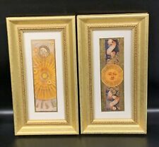 Used, Framed Wall Art 2 Celestial Sun Solar Old World Atlas Print Pictures 10”x 5.6” for sale  Shipping to South Africa