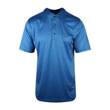 Greg Norman Men's Aqua Blue Mini Shark Pattern 3 Button S/S Polo Shirt (S01) for sale  Canada