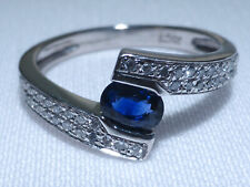 Elegant 18ct White Gold Sapphire Diamond Ring UK Hallmark Size M 1/2 Boxed for sale  Shipping to South Africa