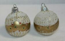 Used, Vintage Pair Feather Tree White & Gold Sparkle Christmas Ornaments for sale  Palatine