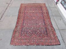 Fine Antique Worn Hand Made Traditional Oriental Wool Blue Red Rug 200x124cm for sale  Shipping to South Africa