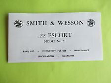 MODELO ACOMPANHANTE SMITH AND WESSON .22 S & W Nº. 61 PISTOLA MANUAL comprar usado  Enviando para Brazil