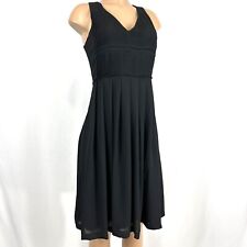 Ann Taylor Women’s 4 Pleated Sleeveless Dress Black Chiffon V-Neck Fit & Flare, usado comprar usado  Enviando para Brazil