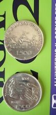 Lotto 2 monete d'argento 500 lire del Centenario d’Italia 1861-1961 e caravelle usato  Pistoia
