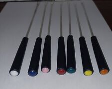 7 garfos de fondue de aço inoxidável com extremidades coloridas, usado comprar usado  Enviando para Brazil