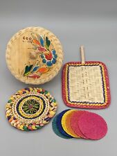 Aquecedor de tortilha pintado à mão tampa de madeira tecido forrado de isopor e rebites de palha comprar usado  Enviando para Brazil