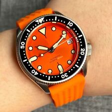 SKX013 Small 37mm NH35 Dive Mechanical Watch Men Orange Wristwatch 120 click for sale  Shipping to South Africa
