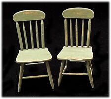 Vtg RARE Dukeman 2 Miniature Dollhouse Windsor Chairs Colonial Green Paint Worn, used for sale  Shipping to South Africa