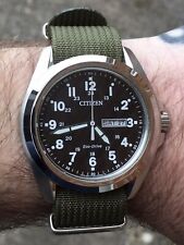 CITIZEN J800 ECO-DRIVE MILITARY FIELD OFFICER STYLE WATCH - BLACK DIAL for sale  Shipping to South Africa
