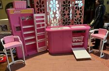 Vintage 90s Barbie Kitchen Set Sink Dishwasher Kitchenette Fridge Counter Chairs for sale  Shipping to South Africa